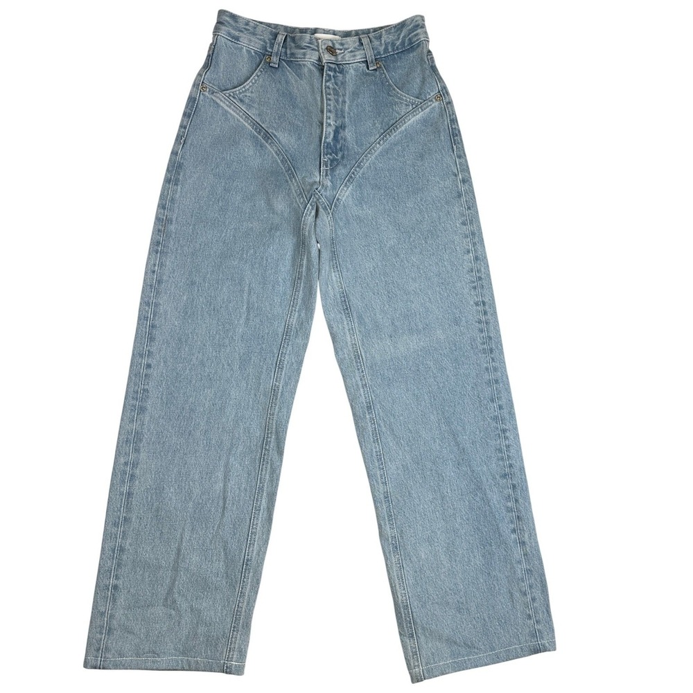 Zara High Rise Wide Leg Jeans Light Wash Blue Women Size 2 EU34